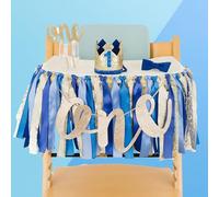PapaKit Baby Boy Royal Prince 1st Birthday High Chair Premium Decoration Set (Crown Hat, Bow Tie, Cake Topper, Banner, Garland)