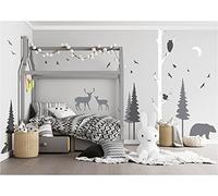 PapaKit Forest Pine and Birch Tree Wall Decal (Essential Pack) Baby Girls Boys Nursery Children Kids Teens Room Home Decor | Creative Art Pattern