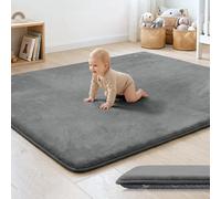 PaPaMat 1.3" Thick Baby Floor Play Mat 50x50, Basic Padded Foam Mat for Tummy Time Crawling, Non Slip Cushioned for Babies Toddlers Infants Kids (Dark Grey)