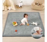 PaPaMat 1.3" Thick Baby Play Mat for Floor Playpen, 71x59 Large Foam Tummy Time Mat, Padded Support Soft Plush Nursery Rug for Infant Kids Toddler Crawling Kick Activity (Light Grey)
