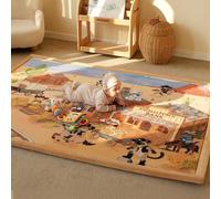 PaPaMat 1.5" Thick Educational Large Baby Floor Play Mat 79x118, Flannel Padded Memory Foam Kids Mat, Non-Slip Plush Playmat for Nursery Playroom Classroom (Western Cowboy)