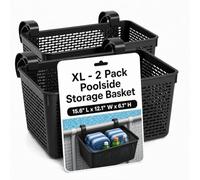 Papapacks 2 Packs XL Poolside Storage Basket - All in One Swimming Pool Organizer - Made in Europe - Ideal for Above Ground Pools & Patio Accessories (Black)