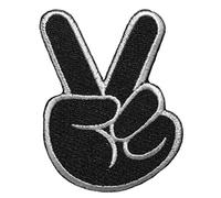 Papapatch Cute Two Fingers Peace Victory Sign Decal Kid Baby T-Shirt Bags Jackets Jeans Clothes Embroidered Iron on Sew on Patch - Black (IRON-2FINGER-BK-S)