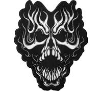 Papapatch [Large Size] Flaming Fire Burning Skull Biker Rider Motorcycle Jacket Vest Costume Embroidered Sewing Iron on Patch (Iron-Flaming-Skull-Large)