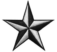 Papapatch Nautical Star Rank Sign Naval Compass Symbol Badge US Navy Sew Iron on Embroidered Applique Patch - Black White (Iron-Star-BKWH)