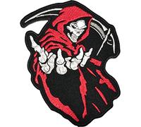 Papapatch Reaper God Angel of Death Red Sew On Embroidered Patch