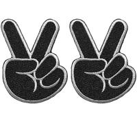 Papapatch Set 2 of Cute Two Fingers Peace Victory Sign Decal Kid Baby T-Shirt Bags Jackets Jeans Clothes Embroidered Iron on Sew on Patch - Black (IRON-2FINGER-BK-S2)