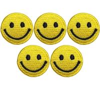 Papapatch Set 5 of Small Mini Tiny Cute Smile Face Happy Sign Funny Applique Sew Iron on Embroidered Patches - Yellow (SMILE-YL-MINI05)