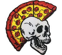 Papapatch Skeleton Skull Pizza Head Punk Ride Motorcycle Chopper Jacket Vest Costume DIY Sew Iron on Embroidered Applique Badge Sign Patch (Iron-Skull-Pizza-Punk)