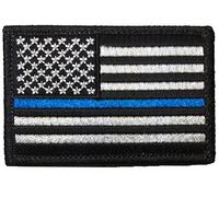 Papapatch Tactical USA Flag Police Law Enforcement Thin Blue Line American US United States of America Military Decorative Embroidered Sewing Iron on Patch (PS-Iron-BL-LINE)