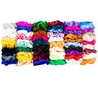 Paparuna Velvet & Satin Scrunchies 60 Pack Mixed Solid Colours, FREE Pack of 20 Black Nylon Hair Bands, Ponytail Holder, Elastic Hair Scrunchies For Women and Girls, Hair Accessories For Women