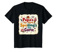 Papa's The Name, Spoiling's The Game - Grandpa Gift T-Shirt, Kids, Black, 3 Years