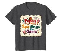 Papa's The Name, Spoiling's The Game - Grandpa Gift T-Shirt, Kids, Dark Heather Grey, 3 Years