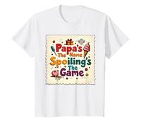 Papa's The Name, Spoiling's The Game - Grandpa Gift T-Shirt, Kids, White, 3 Years
