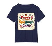 Papa's The Name, Spoiling's The Game - Grandpa Gift T-Shirt, Women's Plus, Navy, 3X