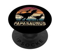 Papasaurus Dinosaur - Dad of Three Children Dino Triplets PopSockets Adhesive PopGrip