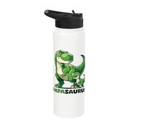 Papasaurus Father's Day Best Dad T-rex Papa Stainless Steel Insulated Water Bottle
