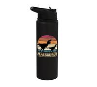 Papasaurus Rex Daddy Dinosaur Family Dad Dino Papa Saurus Stainless Steel Insulated Water Bottle