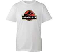 Papasaurus T-Rex Father's Day T-Shirt Dinosaur Lovers Funny Grandpa Dad Birthday Funky Gift Love for Father Halloween Xmas Unisex Tee Top (White, 2XL)