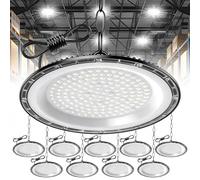 papasbox 10 PCS 200W UFO LED High Bay Light, 20000LM UFO led Workshop Light, Cold White 6500K Bright Workshop Lighting, IP65 Waterproof Industrial lamp high Bay for Factories, Garage, Warehouse