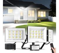 papasbox 150W Outdoor Floodlight,1500LM Motion Sensor Security Lights, 3 Head Motion Detector Lights, IP66 Waterproof, 216 Honeycomb lamp Beads, 220-240V Outside Light for Garden, Garage, Corridor