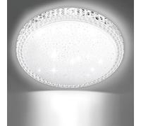papasbox 18W Ceiling Lights, 6500K Round Bathroom Lights, 1250LM Flush Ceiling Light, 180 degree lighting, No glare, Acrylic starlight lampshade, led ceiling light for bedroom, kitchen, office, studio