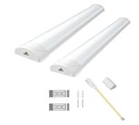 papasbox 5ft 150cm(90cm+60cm) Linkable LED Batten Light,6500K Daylight LED Fluorescent Strip Fitting for Garage,Workshop,Office,Wall,Kitchen,Shed,IP65 Waterproof Plug in Ceiling Light Strip-2pcs