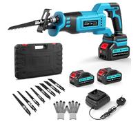 papasbox Cordless Reciprocating Saw, 21V Electric Wood Saw with 2 * 4Ah Battery&Rapid Charger, Brushless Electric Saws, 0-4000RPM Variable Speed Saw to Wood and Metal, Bone, PVC Cutting, 8 Blades