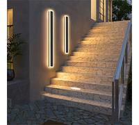 papasbox Minimalist 18W LED Outdoor Wall Light,60CM Rectangular Outdoor Long Wall Light,Cold White 6500K,Waterproof IP65,Black Outdoor Lighting,AC110-265V