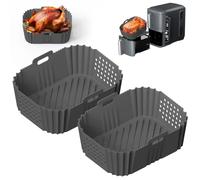 papasgix Air Fryer Silicone Liners for Ninja Double Stack XL 9.5L Air Fryer SL400UK Accessories, Side Opening Hole Ninja Double Stack Air Fryer Liners SL400UK(Grey,2PCS)