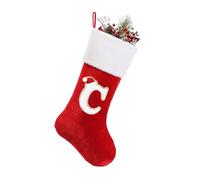 papasgix Christmas Stockings Personalised Letters 20 Inch Initial Red Velvet Classic Christmas Stocking Fireplace Hanging Ornament Christmas Holiday Party Décor (C)