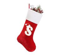 papasgix Christmas Stockings Personalised Letters 20 Inch Initial Red Velvet Classic Christmas Stocking Fireplace Hanging Ornament Christmas Holiday Party Décor (S)