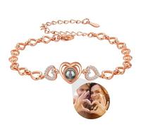 papasgix Custom Photo Bracelet with Picture Insid, Personalised Projection Bracelets Monther's Day Valentine Birthday Anniversary Memorial Gifts for Mum Women Wife Daughter Grandma