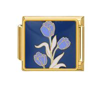 papasgix Italian Charm Bracelet Charms Gold Flowers Charm Link Modular for Italian Charm Italian Style Charms fits All 9mm Bracelet Retro Personality Charms Bracelets Accessories Dark blue