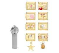 papasgix Italian Charm Bracelet Charms Gold Pack Links Bulk with Opening Tool 9mm Italian Charms Pendant 8pcs Italian Modular Bracelet Links Handmade DIY Jewelry Cherry Pink