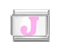 papasgix Italian Charm Bracelet Charms Letter A-Z Modular for Italian Charm Link Italian Style Charms fits All 9mm Bracelet Retro Personality Charms Bracelets Accessories Pink J