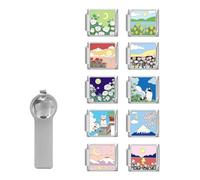 papasgix Italian Charm Bracelet Charms Pack Links Bulk with Opening Tool 9mm Italian Charms 10 Italian Modular Bracelet Links Handmade DIY Jewelry Flowers Moon Sun Cat