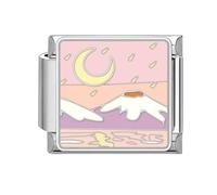 papasgix Italian Charm Bracelet Charms Silver Modular for Italian Charm Flowers Moon Italian Style Charms fits all 9mm Bracelet Retro Personality Accessories Mother's Day Gift Purple Mountain