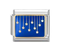 papasgix Italian Charm Bracelet Charms Silver Moon Modular for Italian Charm Blue Italian Style Charms fits all 9mm Bracelet Retro Personality Accessories Mother's Day Gift Hanging star blue