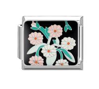papasgix Italian Charm Bracelet Charms Silver Moon Modular for Italian Charm Flowers Italian Style Charms fits all 9mm Bracelet Retro Personality Accessories Mother's Day Gift Pink Black