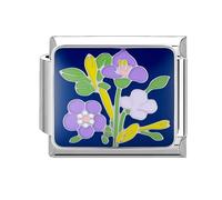 papasgix Italian Charm Bracelet Charms Silver Moon Modular for Italian Charm Flowers Italian Style Charms fits all 9mm Bracelet Retro Personality Accessories Mother's Day Gift Purple