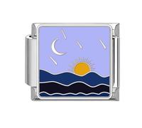 papasgix Italian Charm Bracelet Charms Silver Moon Modular for Italian Charm Flowers Italian Style Charms fits all 9mm Bracelet Retro Personality Accessories Mother's Day Gift Sunset Purple