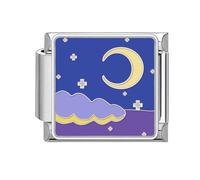 papasgix Italian Charm Bracelet Charms Silver Moon Modular for Italian Charm Flowers Italian Style Charms fits all 9mm Bracelet Retro Personality Accessories Mother's Day Gift Moon Purple