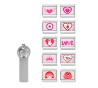 papasgix Italian Charm Bracelet Charms Silver Pack Links Bulk with Opening Tool 9mm Italian Charms 10 Pink LOVE Cherry Italian Modular Bracelet Links Handmade DIY Jewelry