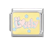 papasgix Italian Charm Bracelet Charms Silver Words Modular for Italian Charm Text Italian Style Charms fits all 9mm Bracelet Retro Personality Accessories Mother's Day Gift yellow silver