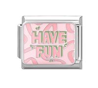 papasgix Italian Charm Bracelet Charms Silver Words Modular for Italian Charm Text Italian Style Charms fits all 9mm Bracelet Retro Personality Accessories Mother's Day Gift fun pink