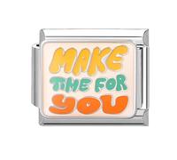 papasgix Italian Charm Bracelet Charms Silver Words Modular for Italian Charm Text Italian Style Charms fits all 9mm Bracelet Retro Personality Accessories Mother's Day Gift for Yellow