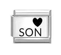 papasgix Italian Charm Bracelet Family Mom Dad Daughter Words Silver Italian 9mm Link Stainless Steel Charms Bracelet DIY Jewelry Gift