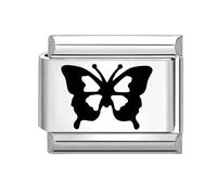 papasgix Italian Charms Cat Dog Modular for Italian Charm Animals Italian Style Charms fits all 9mm Bracelet Retro Personality Charms Bracelets Accessories Mother's Day Gift Black Butterfly 2