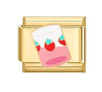 papasgix Italian Charms Gold Modular for Italian Charm Diamond Italian Style Charms fits all 9mm Bracelet Retro Personality Charms Bracelets Accessories Mother's Day Gift Pink Strawberry